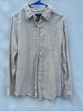 Jones Beige Striped Button-Up Shirt